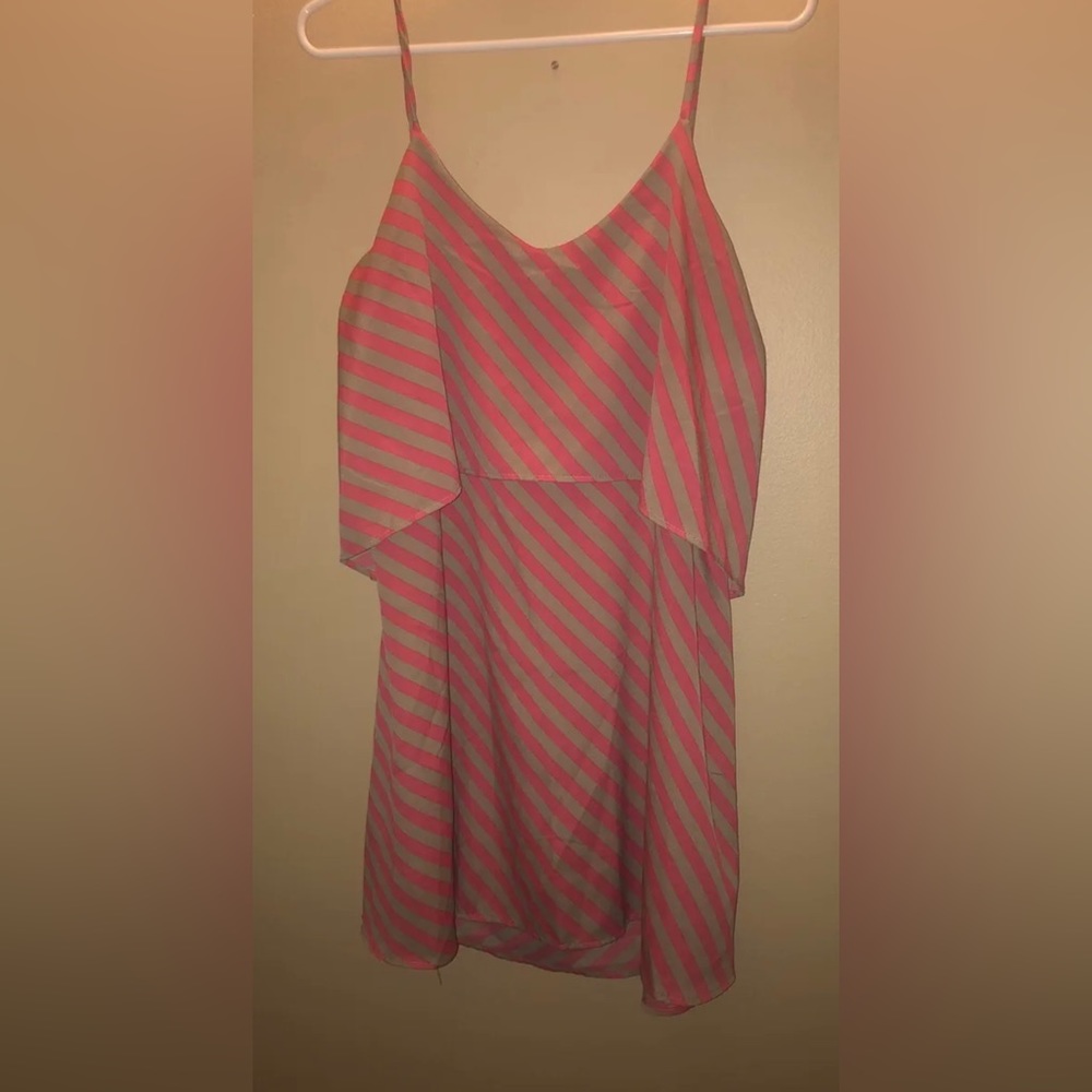 Audrey 3+1 Pink And Tan Stripes Womens Dress small